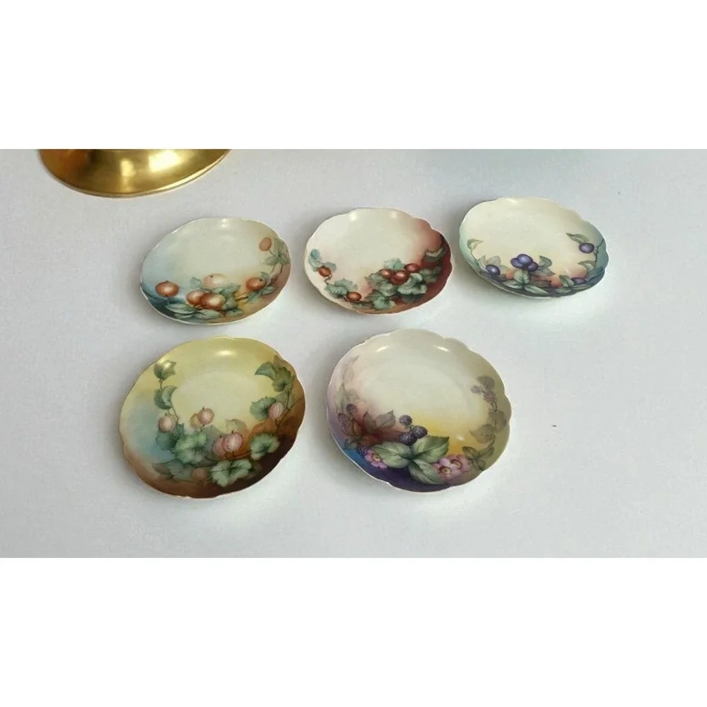 Set Of 5 Rosenthal RC Orchard VTG Plates Hand Painted Art Deco Nouveau 7